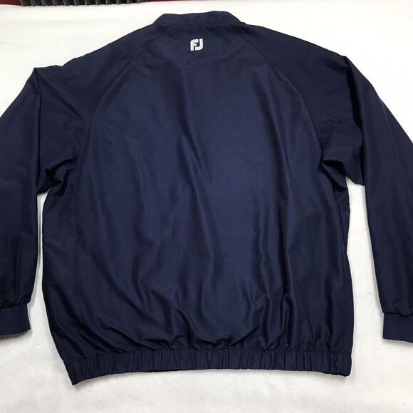 FOOTJOY Golf Windshirt Men XL Navy 1/4 Snap Elastic Waist Cuff Raglan Pullover - Picture 2 of 16